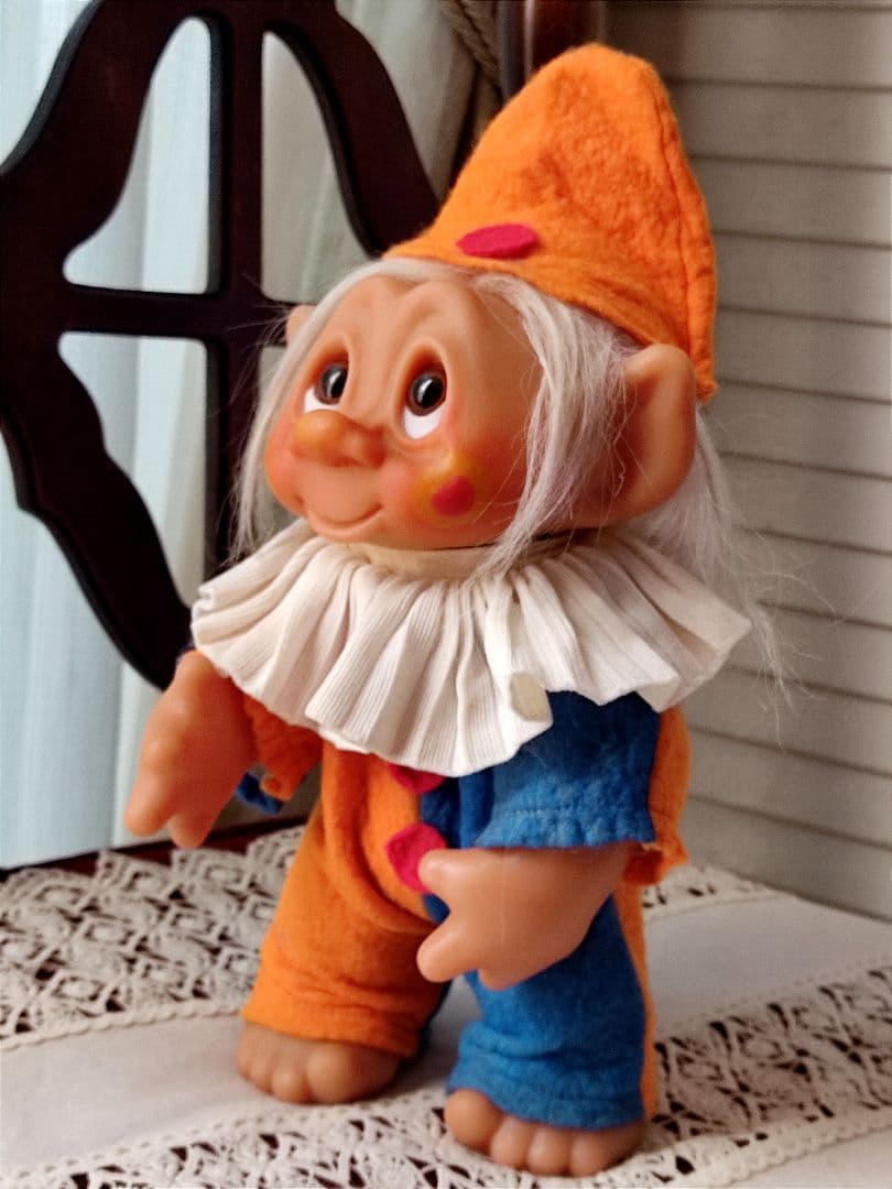 デンマーク　トロール人形　昭和レトロ　 妖精  ぬいぐるみ　小人　ピエロ　　北欧