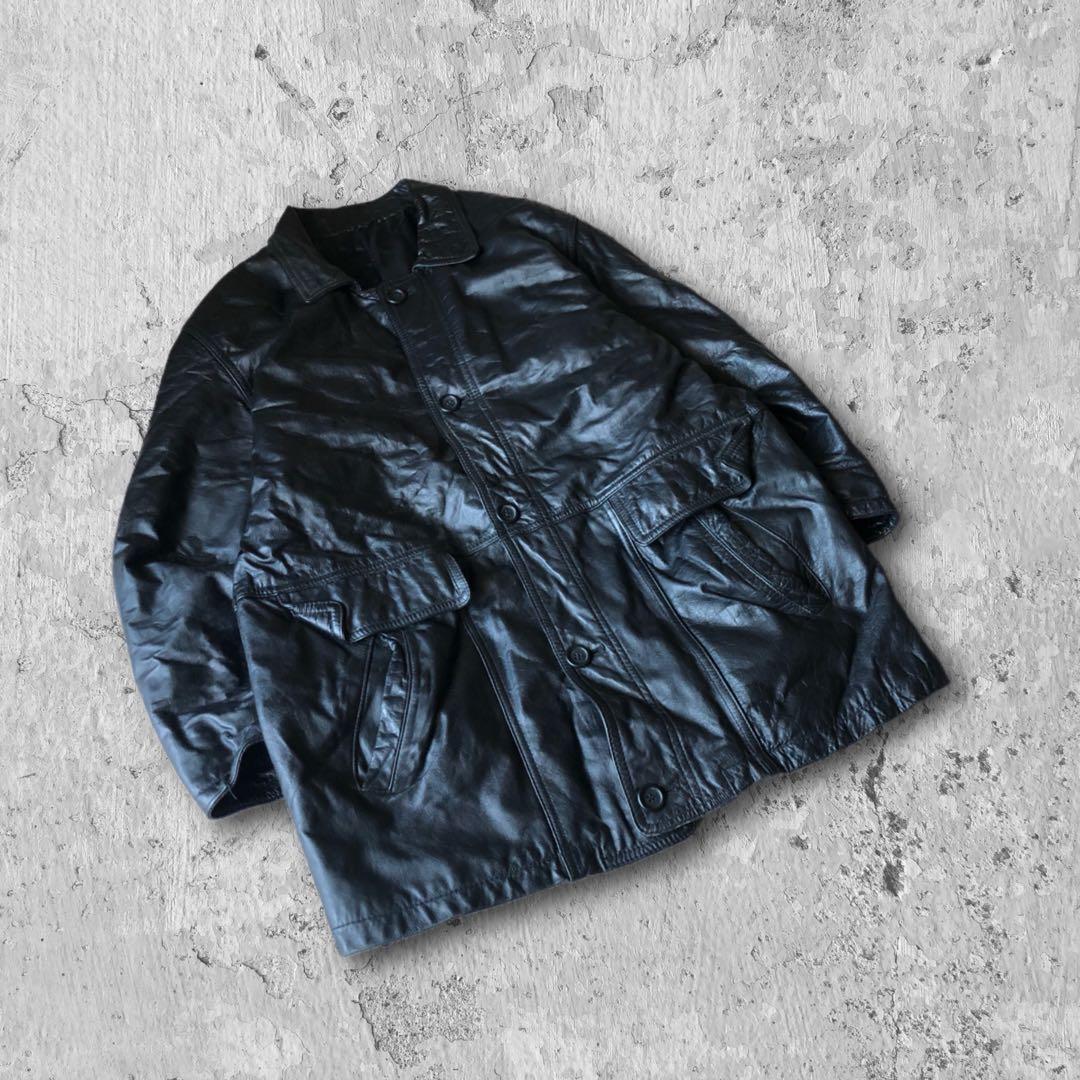 一点物】90sヴィンテージ牛革レザージャケット革ジャン本革レトロ古着