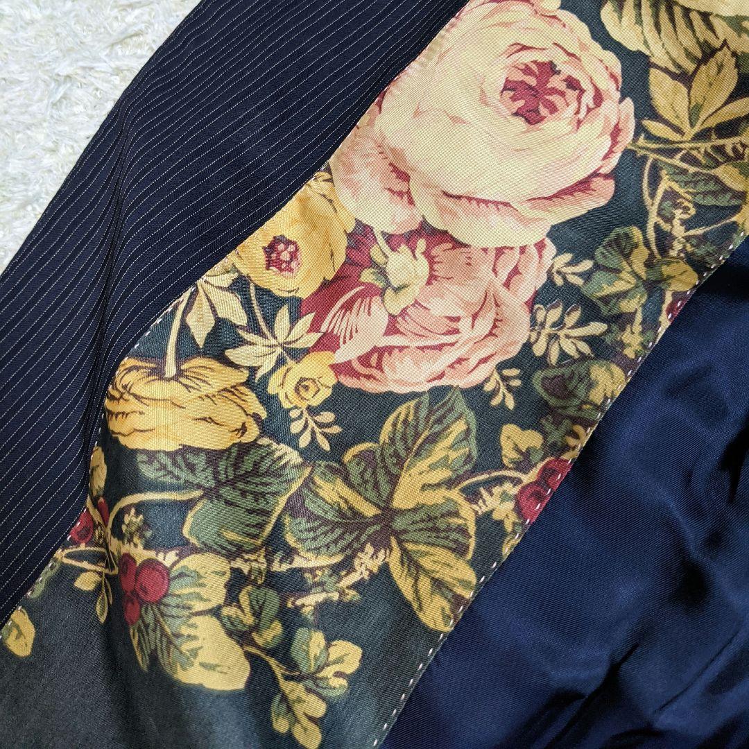 高級 ポールスミス セットアップ スーツ 裏地 花柄 柄 ネイビー
