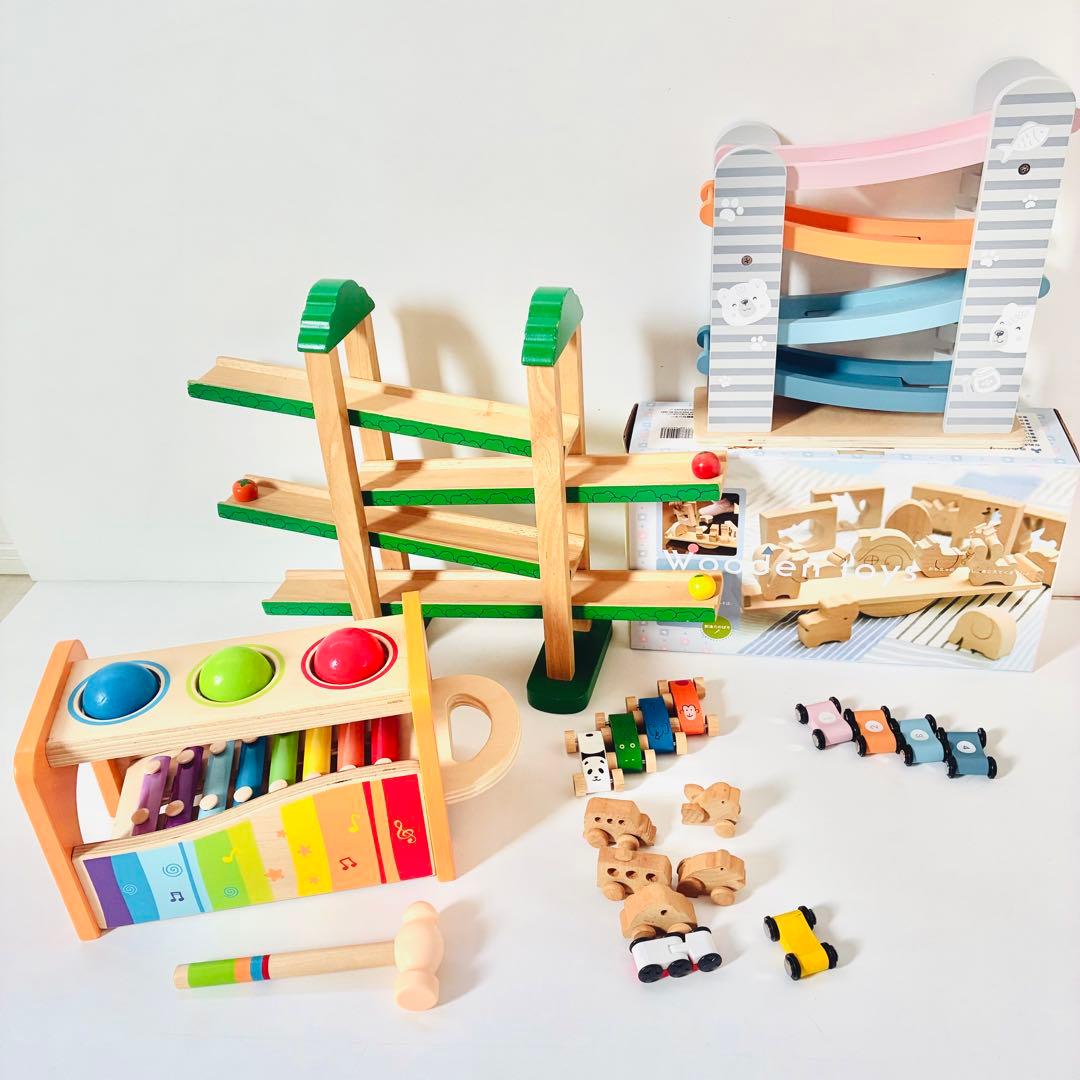 e*i様 知育玩具セット Hape パウンド＆タップ スロープカー 動物シーソー