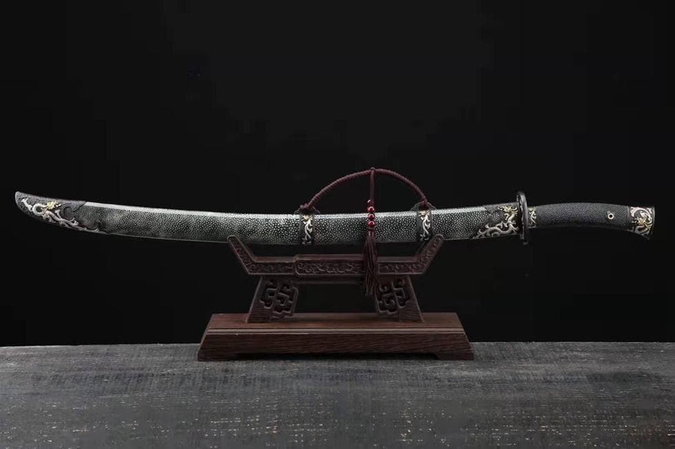 三色銅竜紋刀（魚皮型）模造刀 居合刀 武士道 武具 漢剣 唐刀 龍泉剣