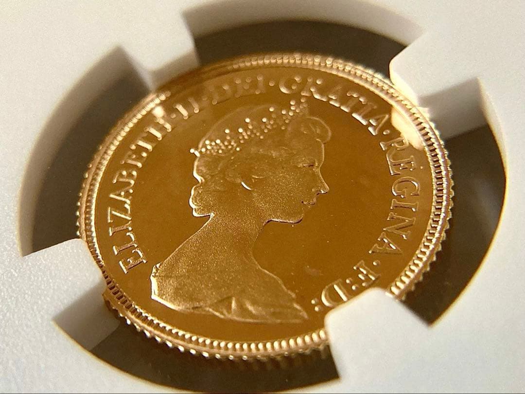 NGC準最高鑑定☆1982年イギリス1/2ソブリンプルーフ金貨☆PF69UC