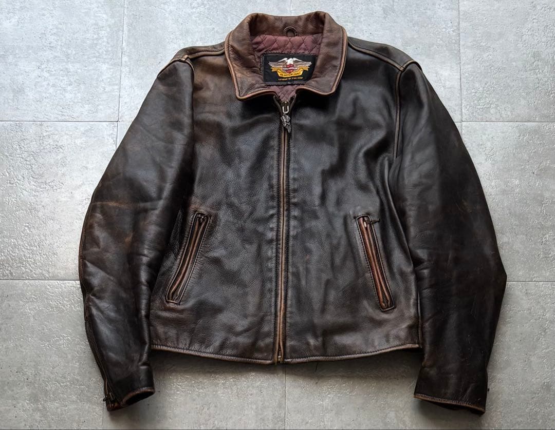 ハーレーダビッドソン　シングルライダースジャケット　Lサイズ　雰囲気◎