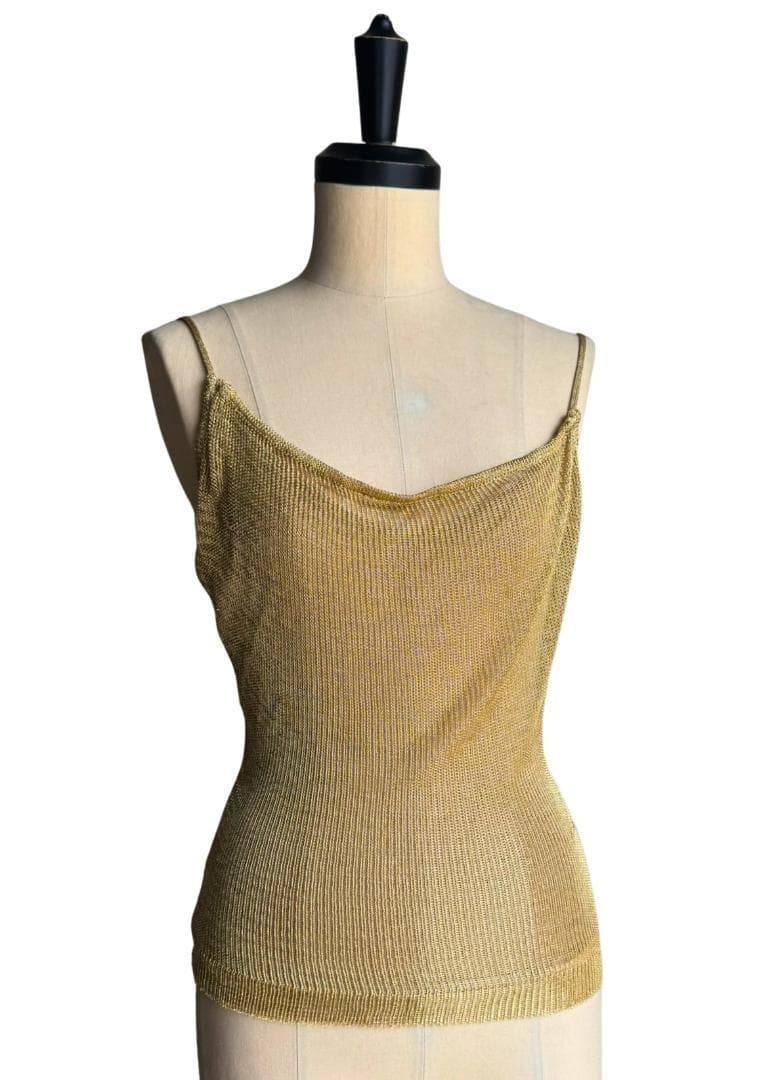 John Galliano Y2K ゴールド キャミ トップ 裏地付き サイズS