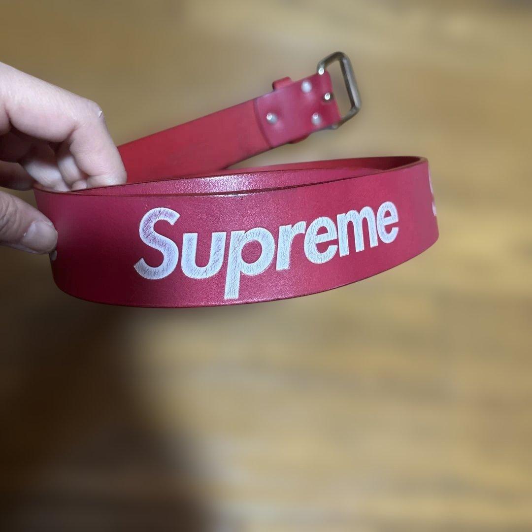 小物 Supreme Repeat Leather Belt \"Red\" 22SS