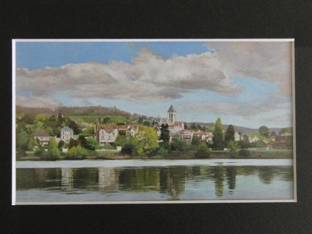 西房浩二、【雨上がり　Vetheuil】、希少な額装用画集画、新品高級額 額装付