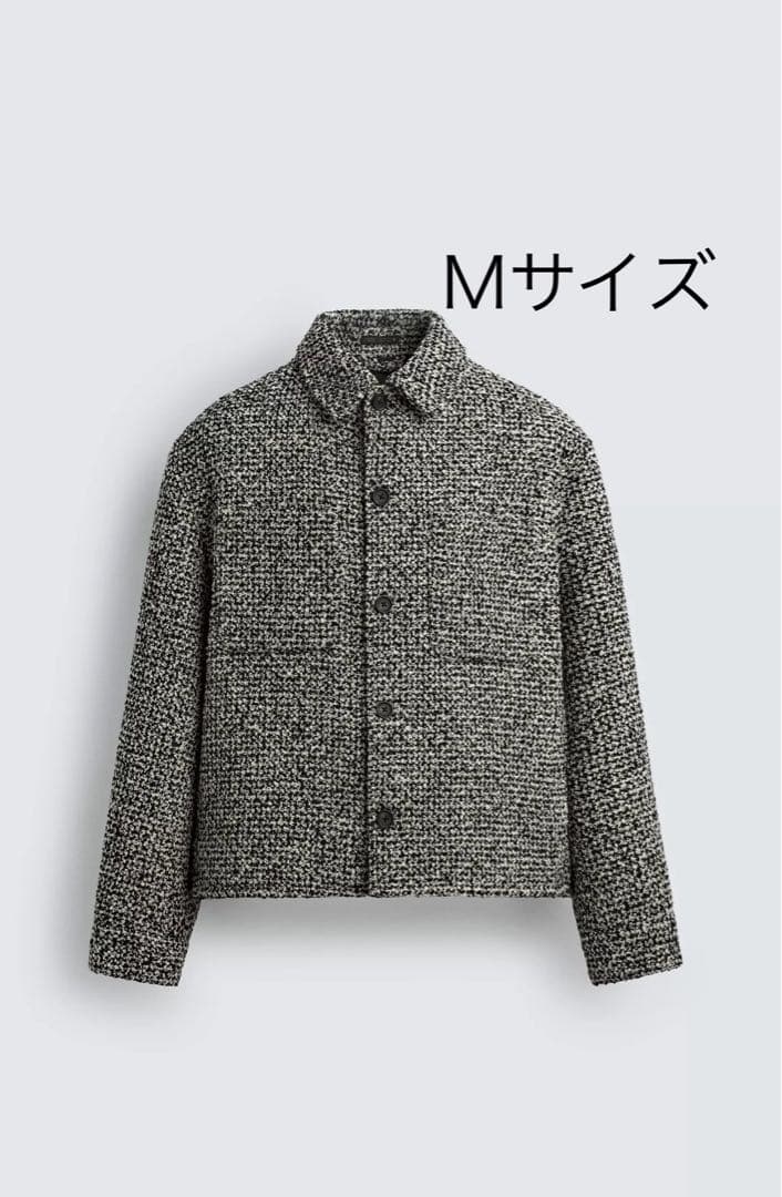 【新品】ZARA ザラ ポケット付きテクスチャードシャツジャケット Mサイズ