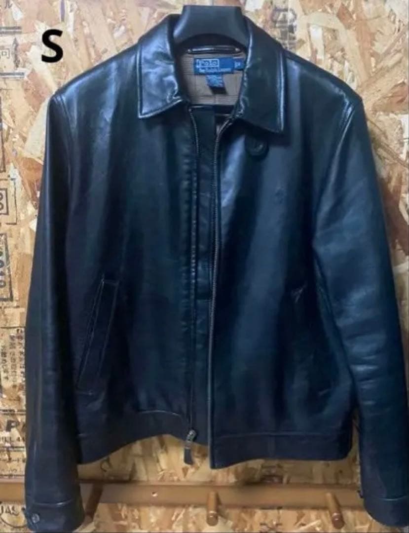 @*i様 Ralph Lauren ブラック レザースウィングトップジャケット POLO RALPH LAUREN(ポロラルフローレン) 90sレザースウィングトップ