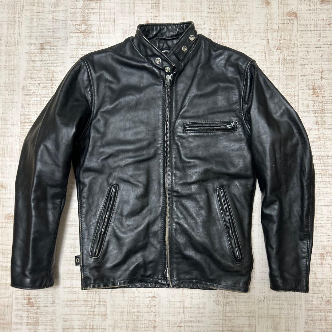 い*銀様 Schott（ショット）　 シングルレザーライダースジャケット　36