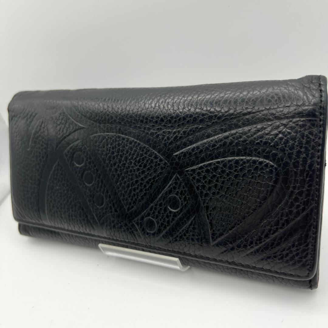 美品ヴィヴィアンウエストウッド★メンズフラップロングウォレット 長財布 本革 黒 Vivienne Westwood（ヴィヴィアンウエストウッド） ヴィヴィアン