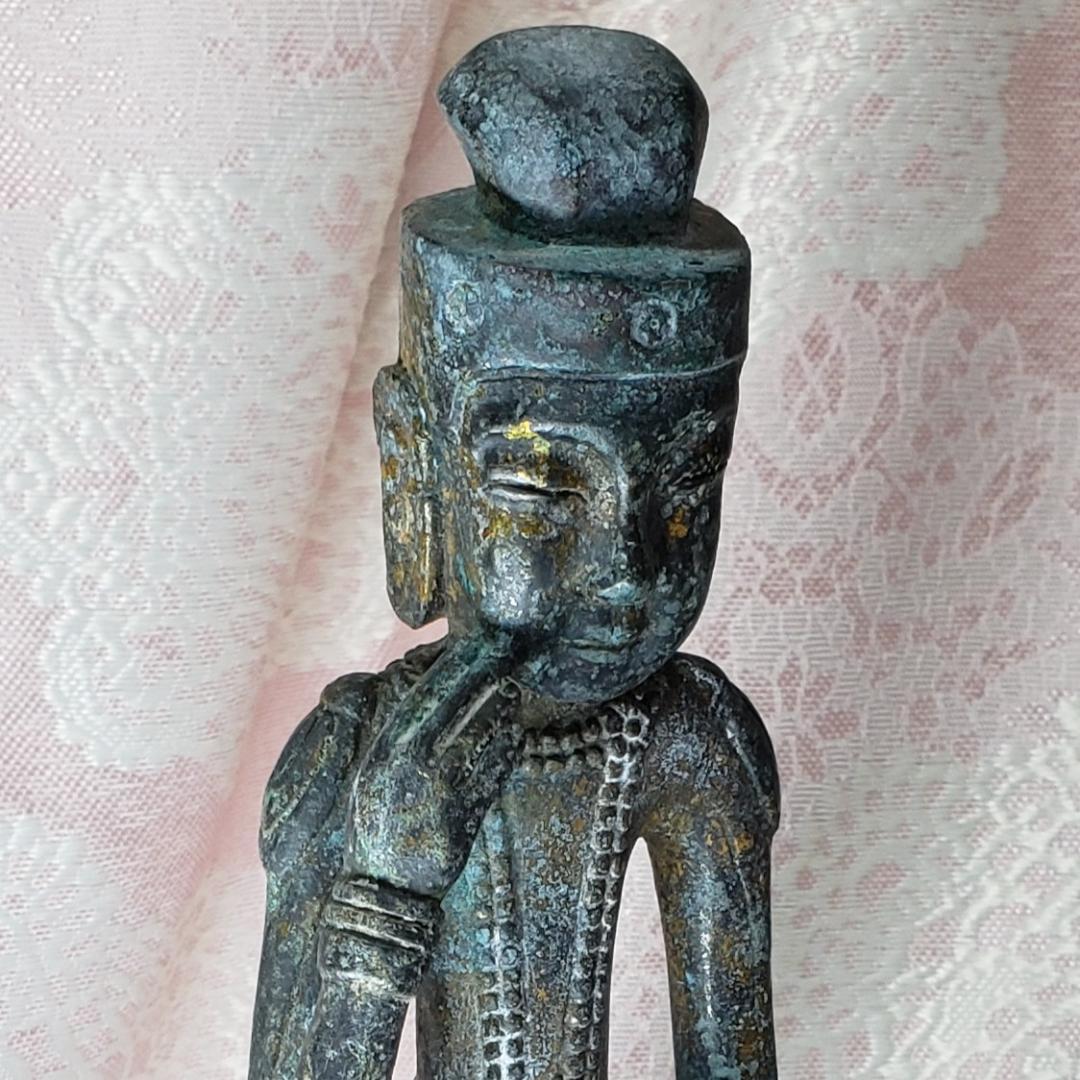 博物館級】◇『方形台座金銅半跏思惟像』 百済仏 仏像◇検）天平仏