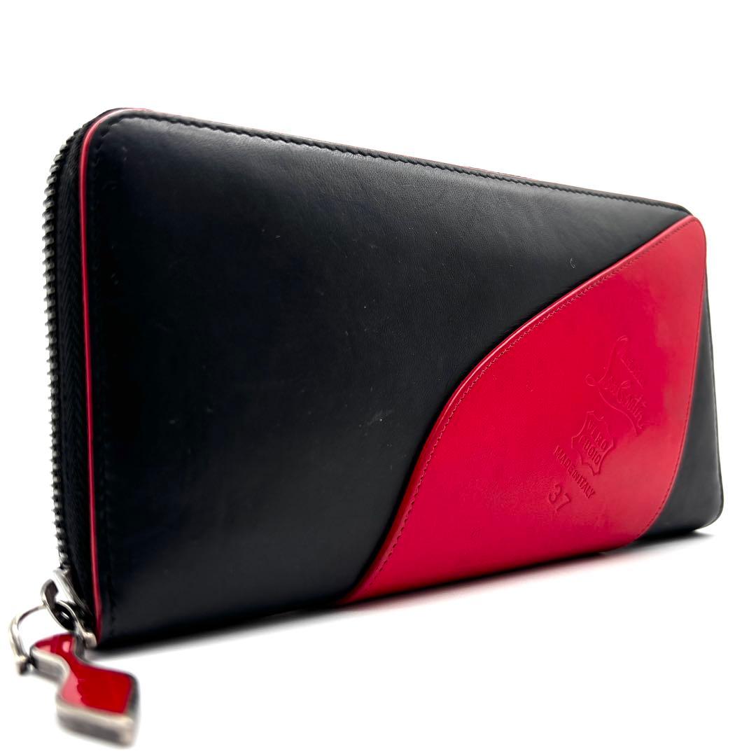 激レア・美品 クリスチャンルブタン パネトーネ 長財布 ロゴ レザー 赤 黒