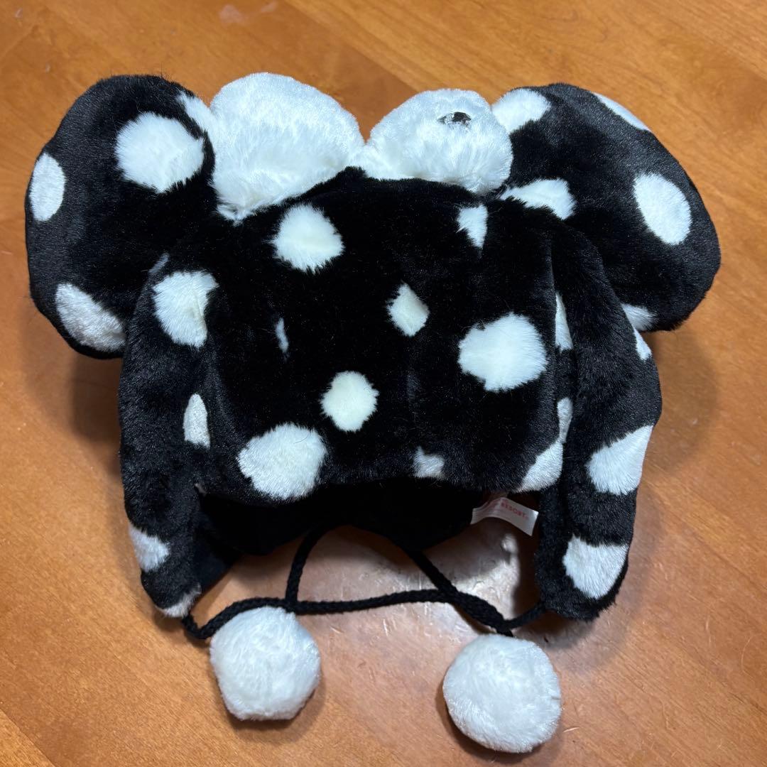 ディズニー　ファンキャップ　ミニー　ドット 水玉柄 黒
