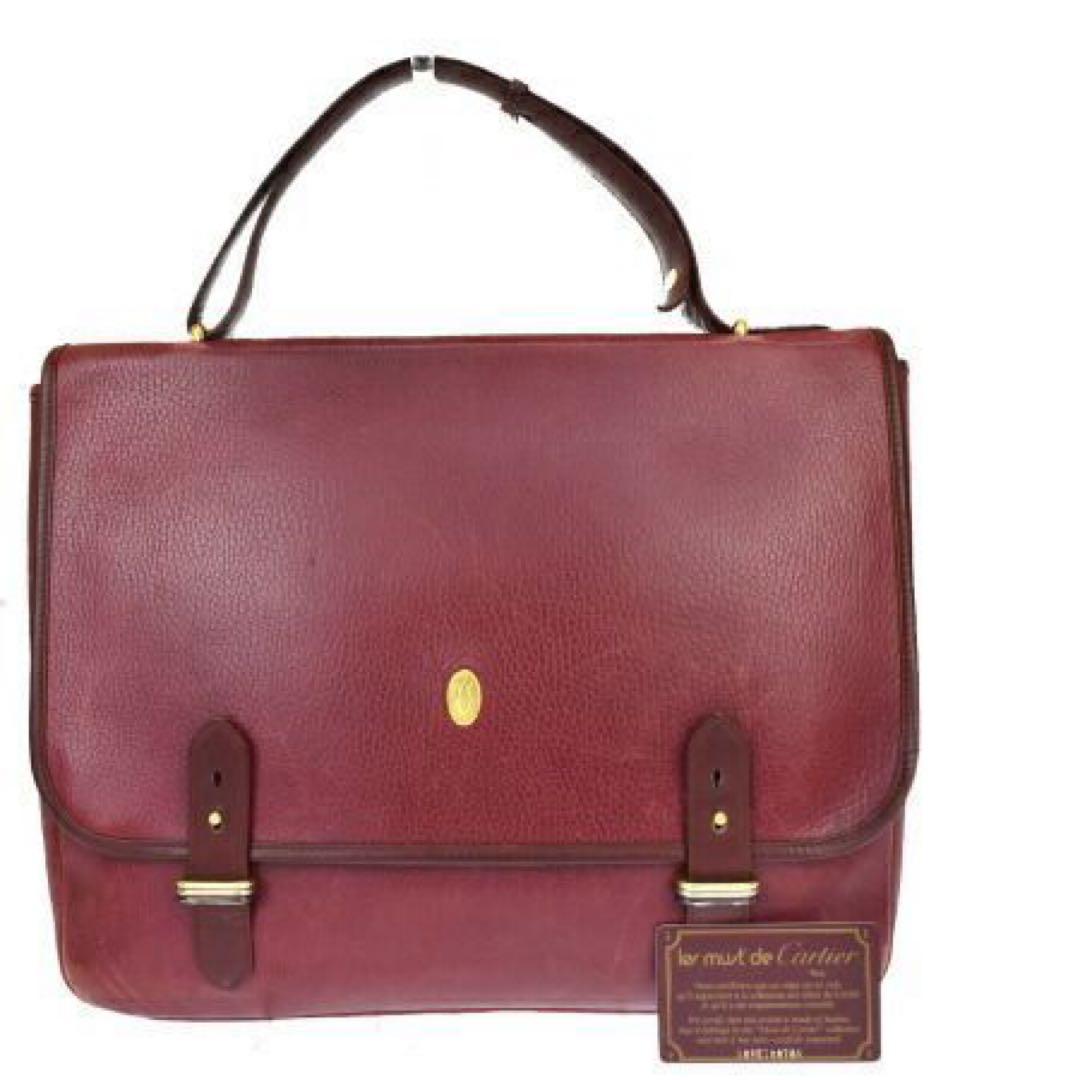 人気ヴィンテージ【Cartier】マストトリニティ 2WAYレザーバッグボルドー