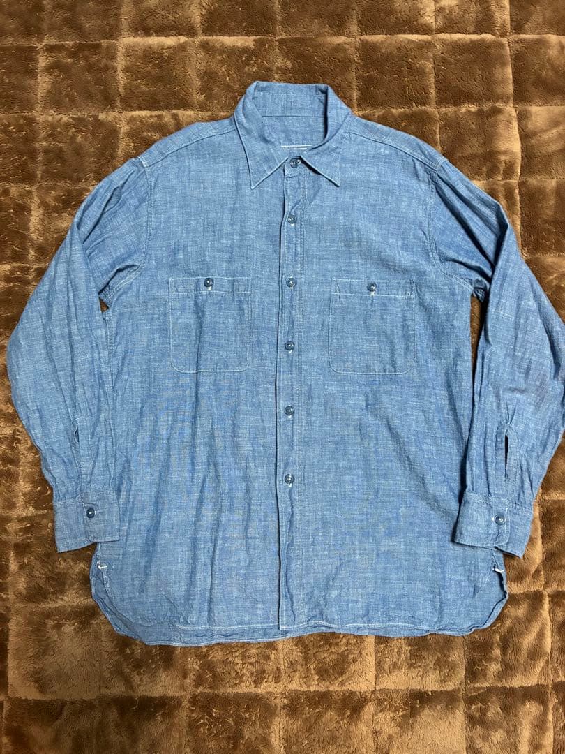 BIG YANK USN シャンブレーシャツ インディゴ 16 L ビッグヤンク EARLY 1946 SHIRTS INDIGO CHAMBRAY|【MOONLOID別注】1946シャツ