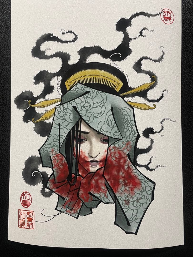 日本画 生首 A4サイズ