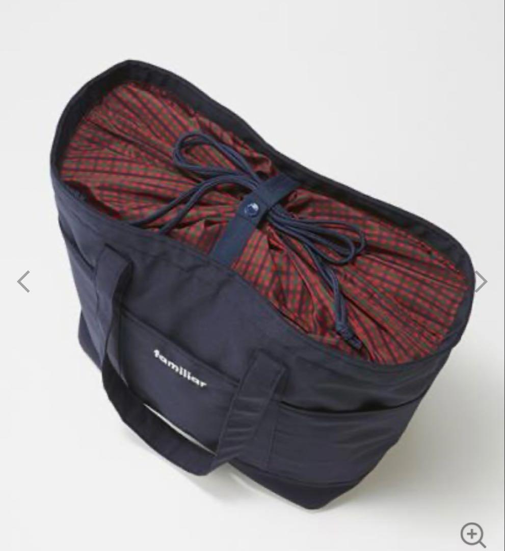 familiar マザーズバッグ ネイビー×赤チェック - メルカリ