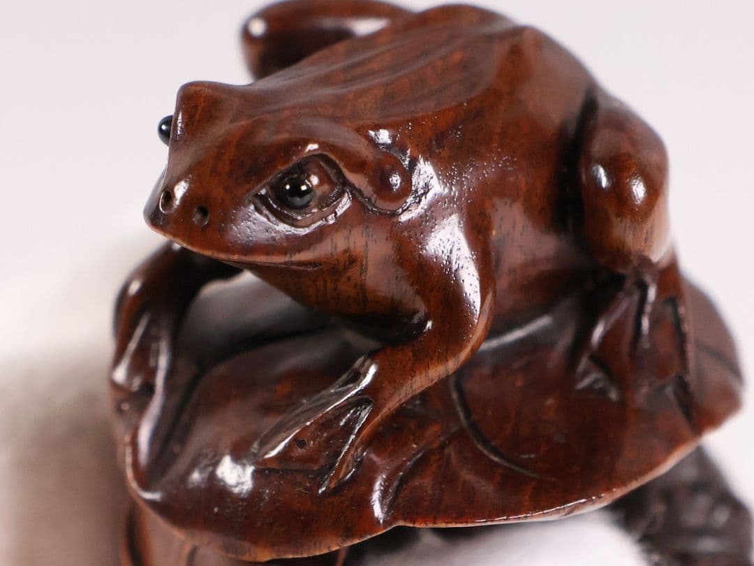 木製 提物 根付 中正銘 蛙 蓮 彫刻 木彫【MA894】 - edventureintl.com