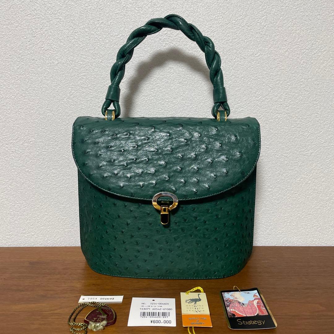 【未使用品定価60万円】ハンドバッグ　オーストリッチ　ダチョウ　本革 MGSABLE オーストリッチ ハンドバッグ レディース 駝鳥 ダチョウ 本物