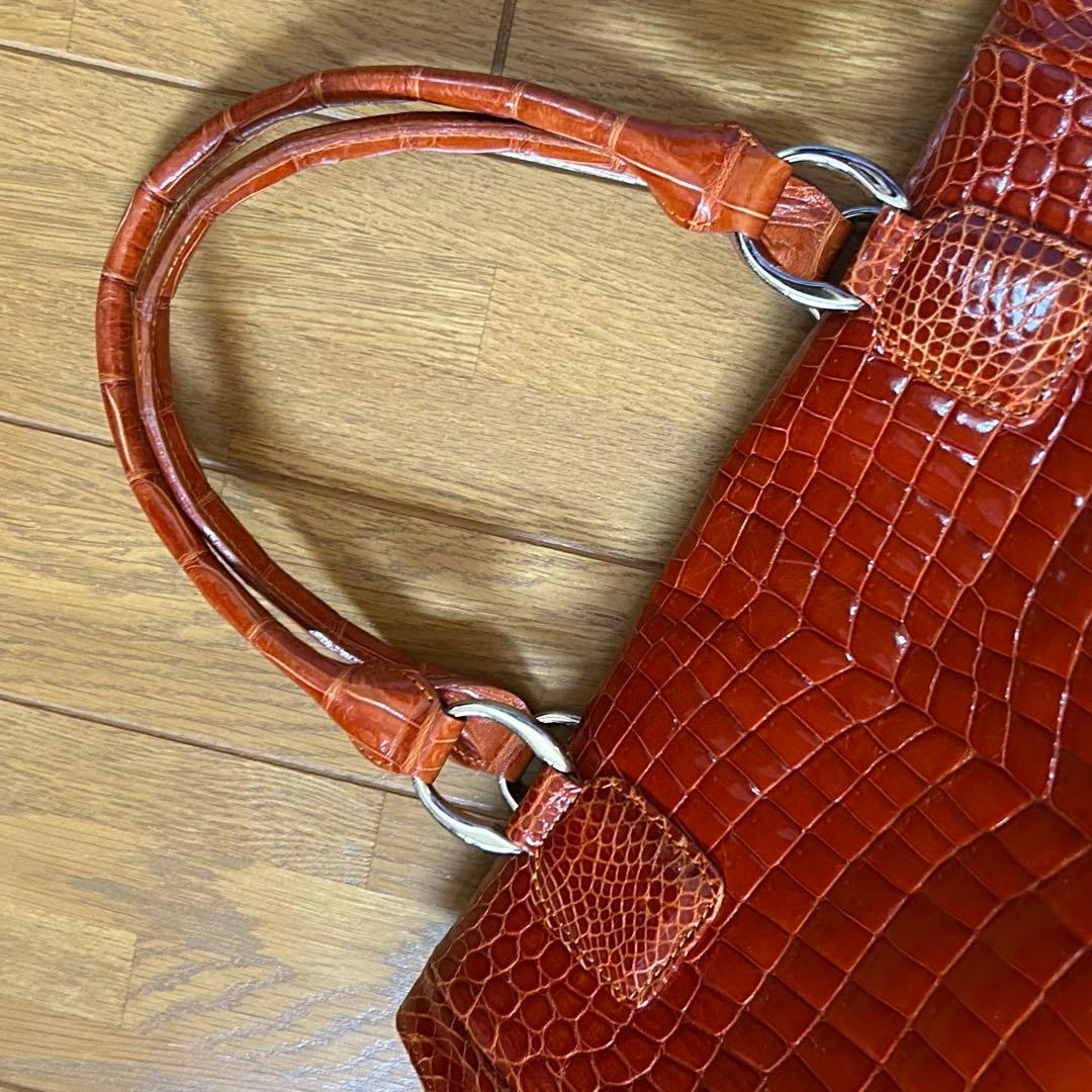希少】クロコダイル レザー ボストンバッグ シャイニング 加工