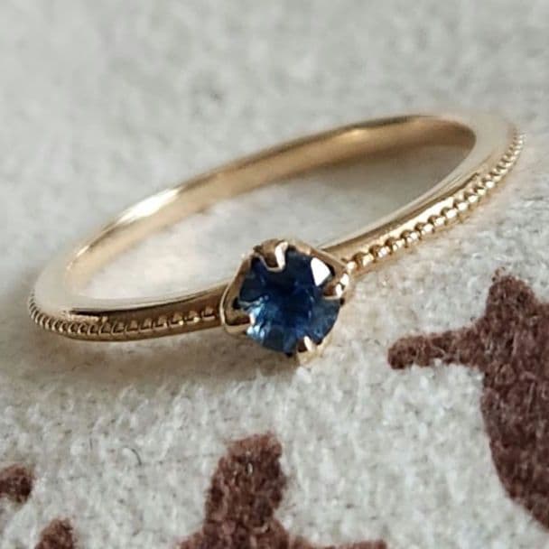 サファイア♡3号【アガット】K10 ゴールド ミル 誕生石 カラーストーンリング