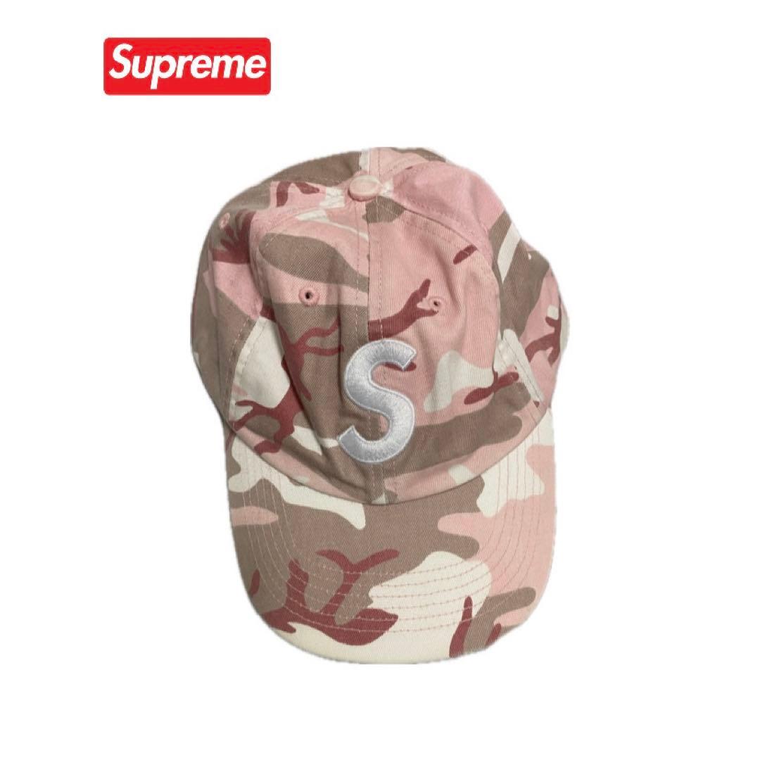 【Supreme】古着 Sロゴキャップ ピンク 迷彩