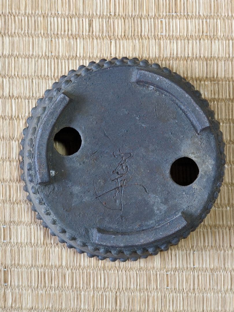 ♢小品盆栽鉢 富舟作 鋲打ち三足丸鉢ミニ盆栽鉢