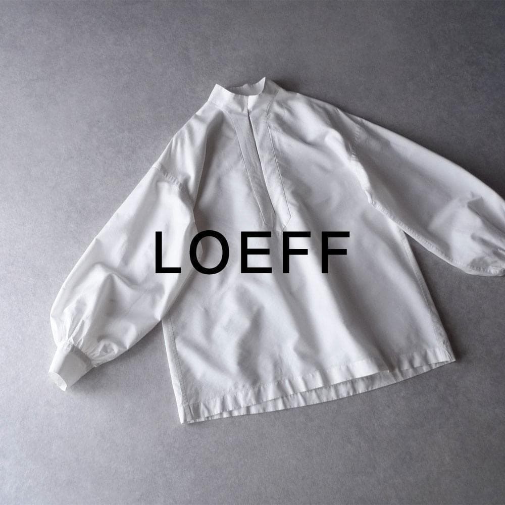 美品 ロエフ 3,2万 スタンドカラーブラウス ホワイト LOEFF Y262