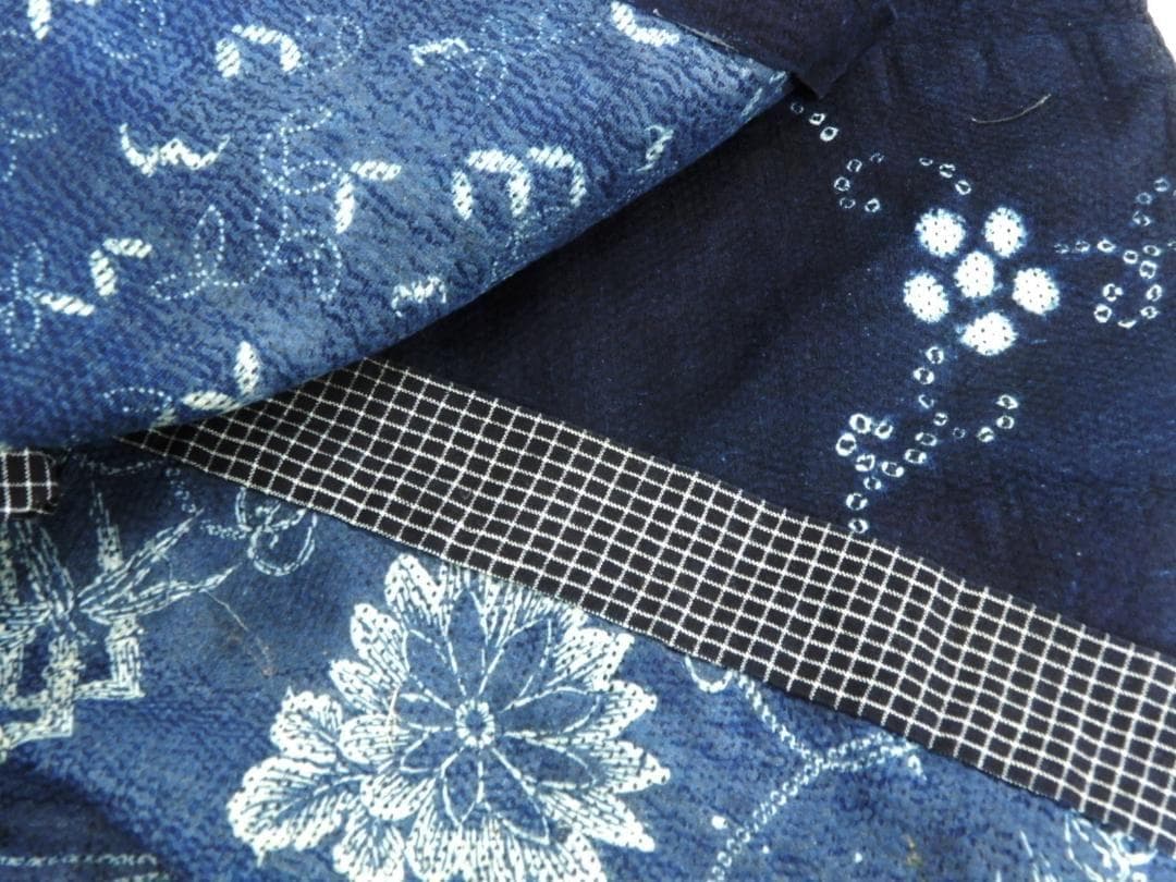 木綿・東北浅舞絞り長半纏・明治期前後・裏面は藍型染め・緻密刺子・秋田県の工芸品
