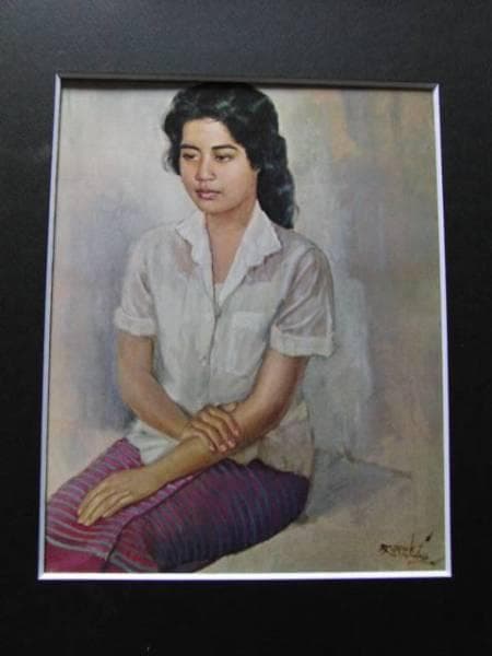 BASUKI ABDULLAH、乙女像、希少な額装用大判画集画、