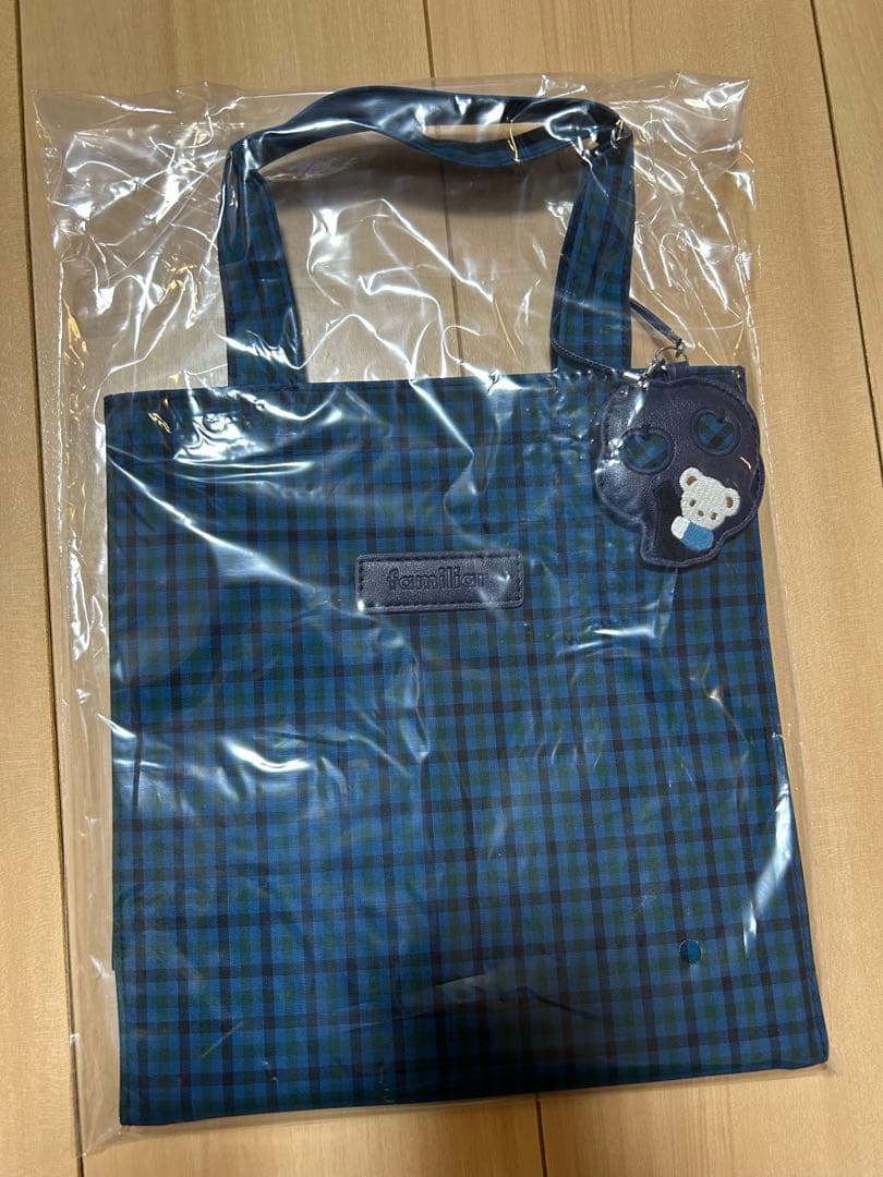 ファミリア 小 トートバッグ 青チェック 新品未開封 ファミリア