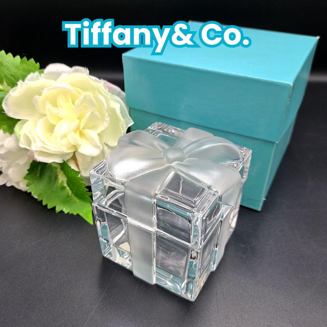 【美品】TIFFANY ティファニー クリスタル リボンボックス 小物入れ