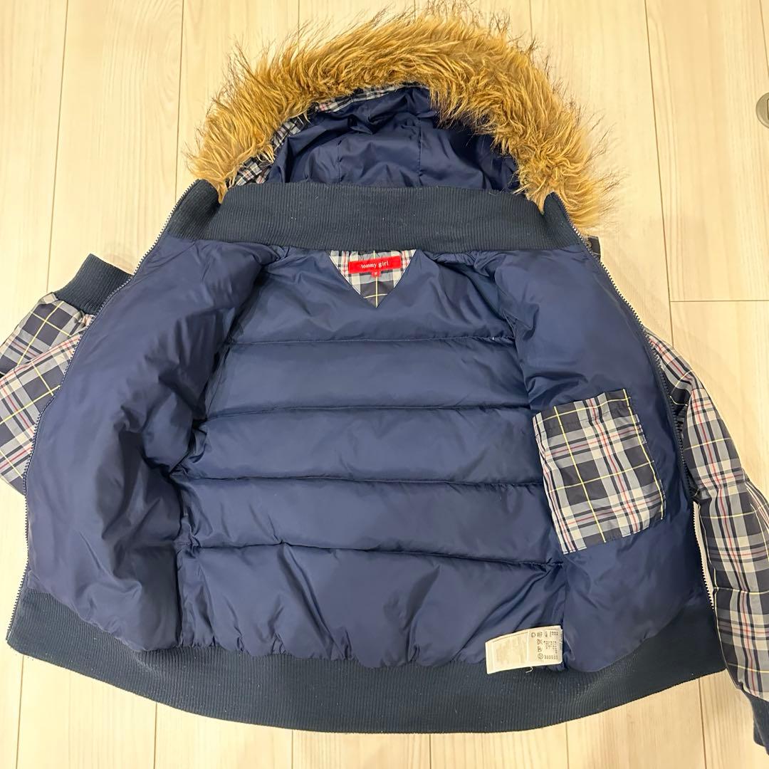 貴重！TOMMY ボリュームファー チェック ダウン Mサイズ