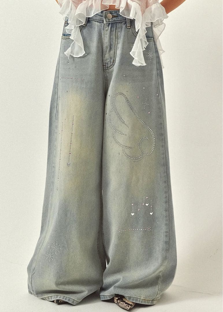 Pellicule ペリキュール　デニムパンツ　ライトブルー