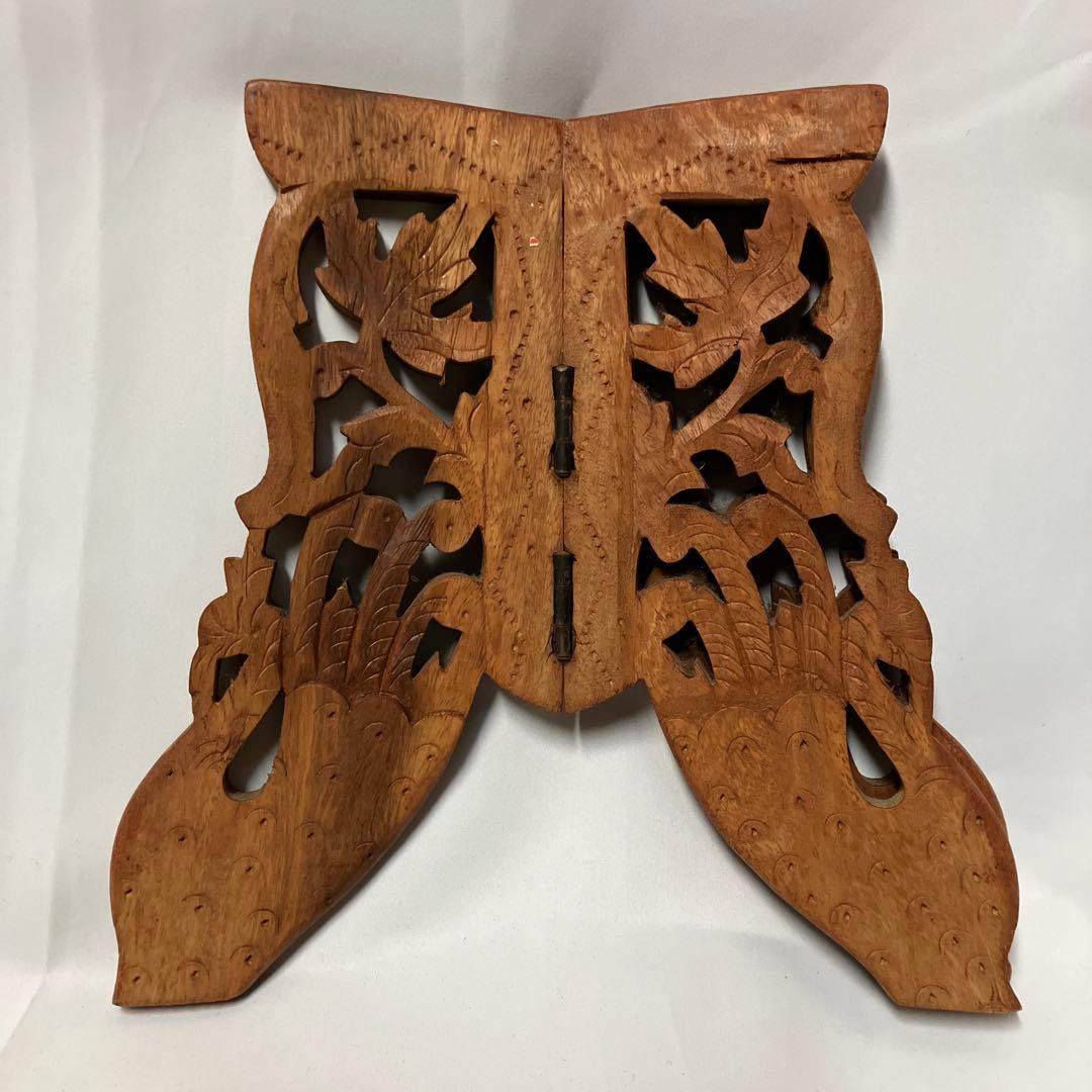 アジアン 木製花台 木彫り彫刻 ミニテーブル ミニチェア アンティーク