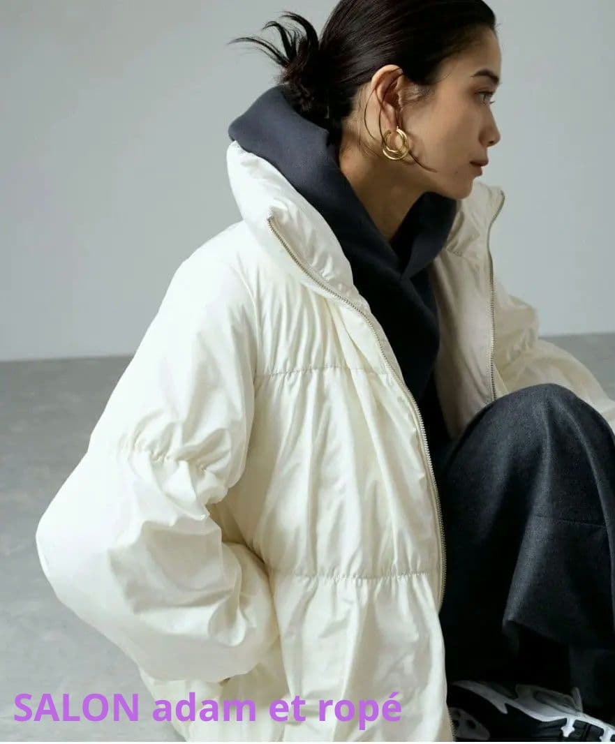 SALON adam et ropé テンダークロスミドル丈ダウン オフホワイト