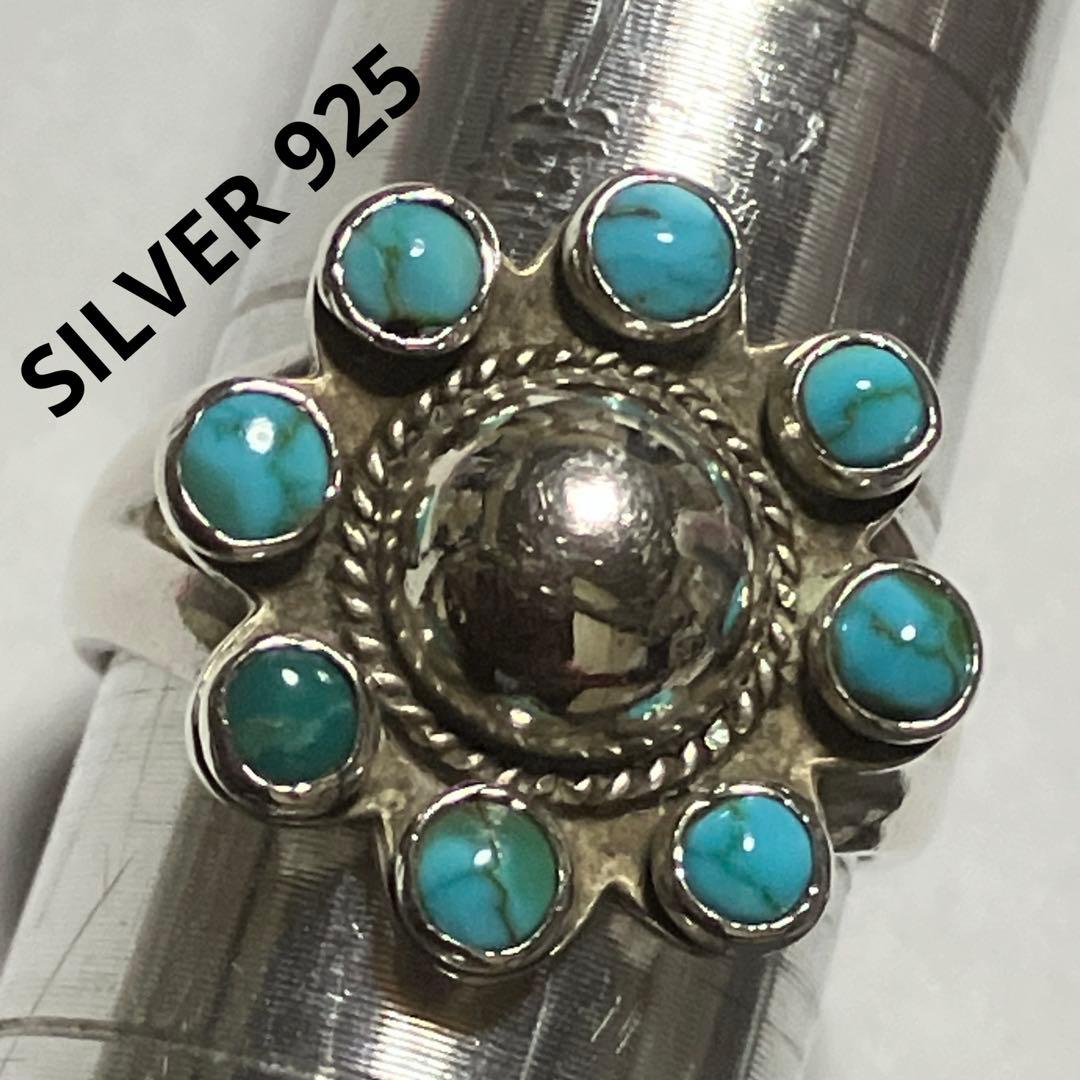 SILVER 925 シルバーリング インディアンジュエリー ターコイズ 10号