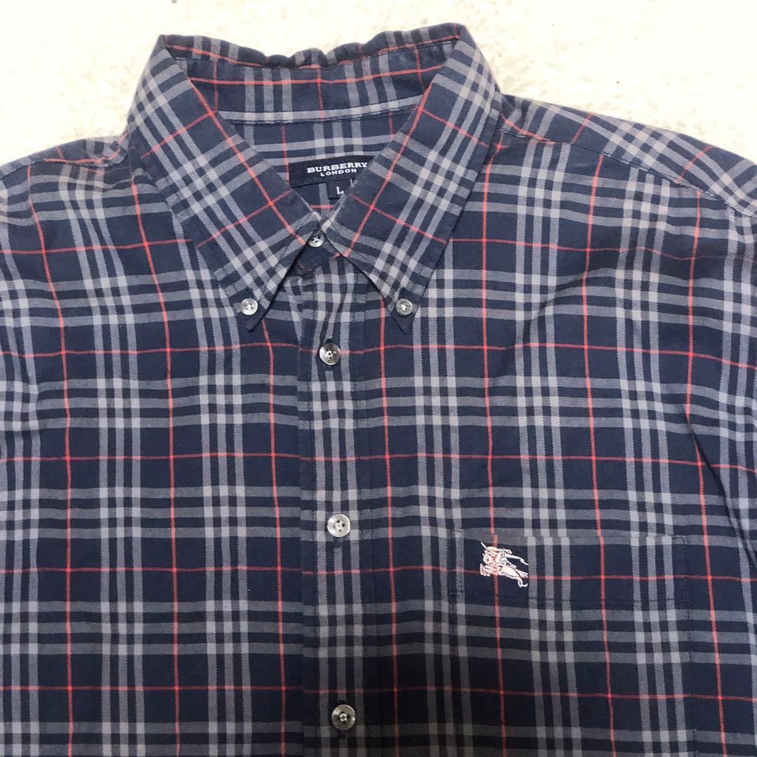 バーバリーロンドン 長袖シャツ ボタンダウン ノバチェック ホースロゴ
