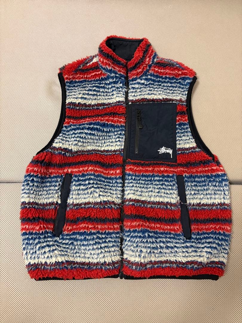 Stussy striped Sherpa vest Mサイズ Stussy Striped Sherpa Fleece Vest (Multi) - 118400-MULTI - Consortium
