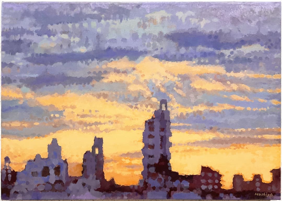 絵画 686 油絵/風景/東京の街景/夕景/M15号