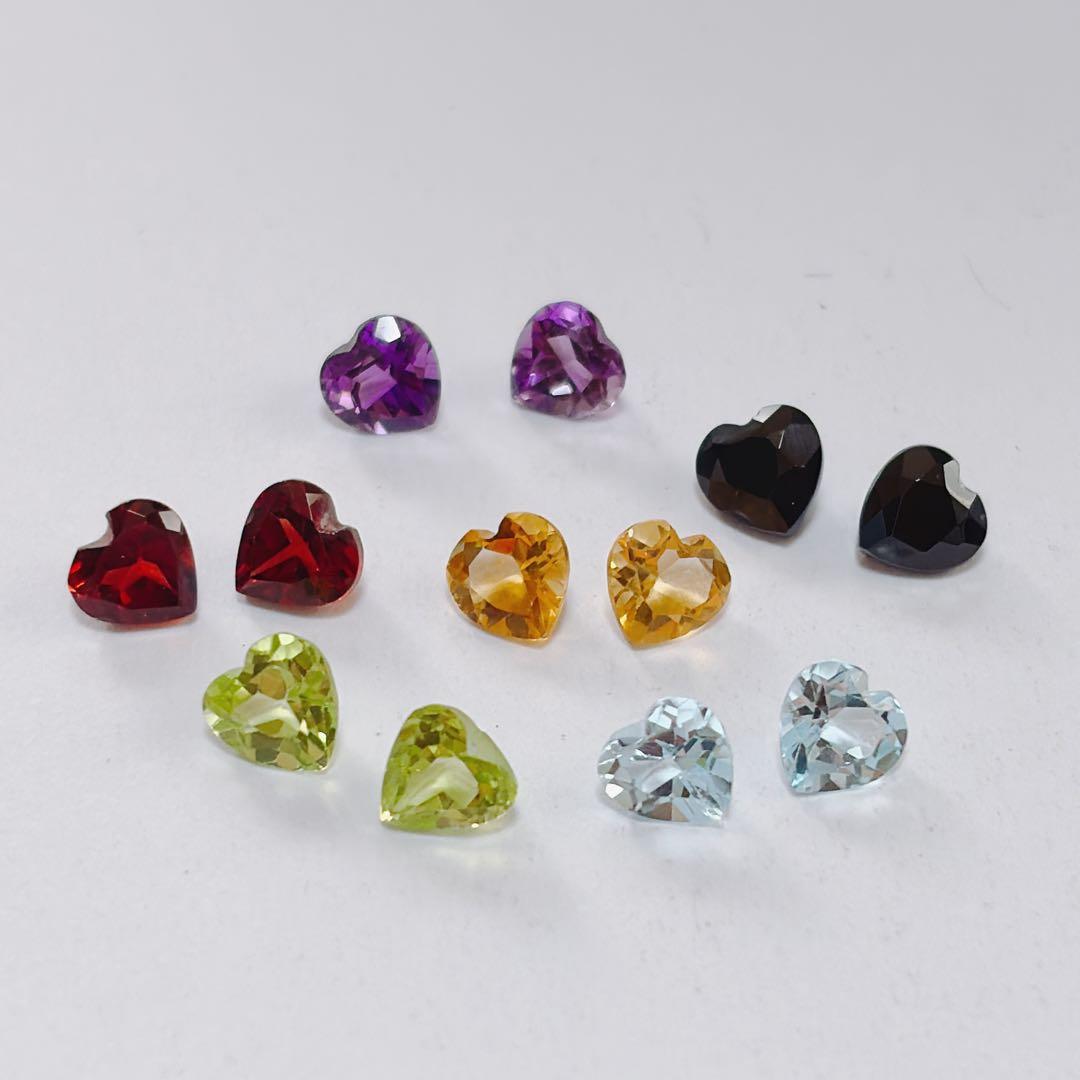 オススメ》5mm 天然石ハートファセットカット ルース 12個 天然石