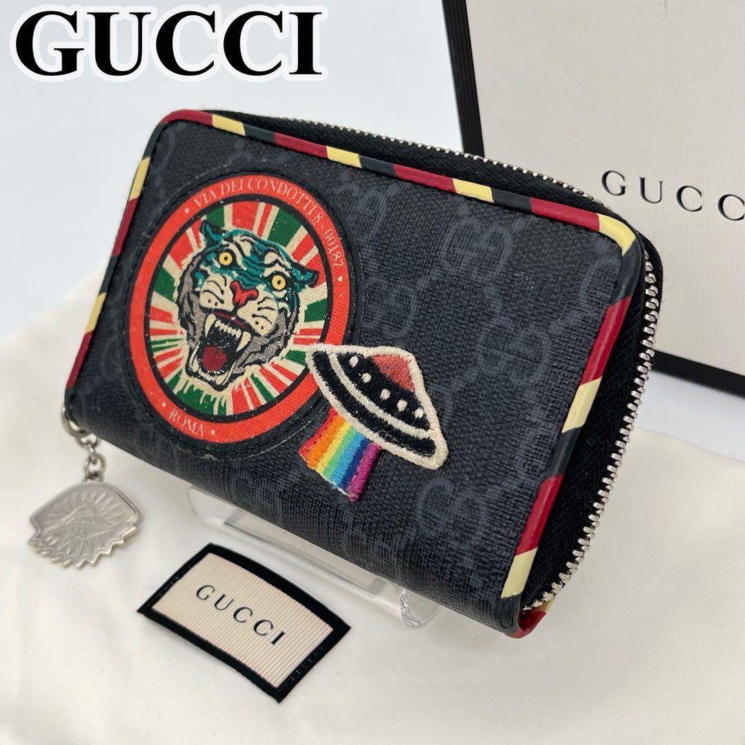 GUCCI ケース ラウンドジップ ナイトクーリエ GGスプリーム ロゴ入