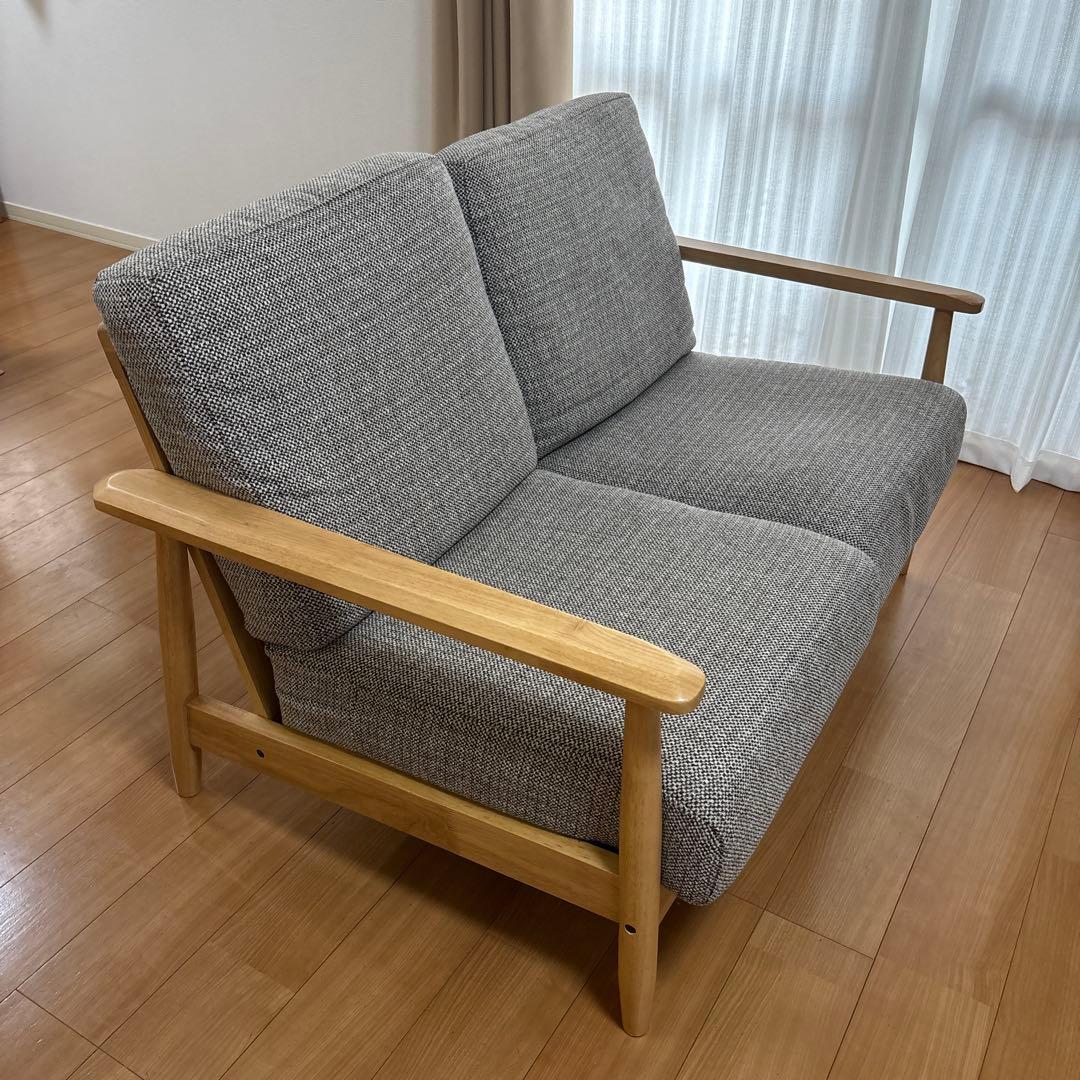 ニトリ ソファ 2人掛け 布張り 木製フレーム d4042 ニトリ（NITORI） ソファー ソファ 2人掛け 布張りソファ(IG01 MO/LBR