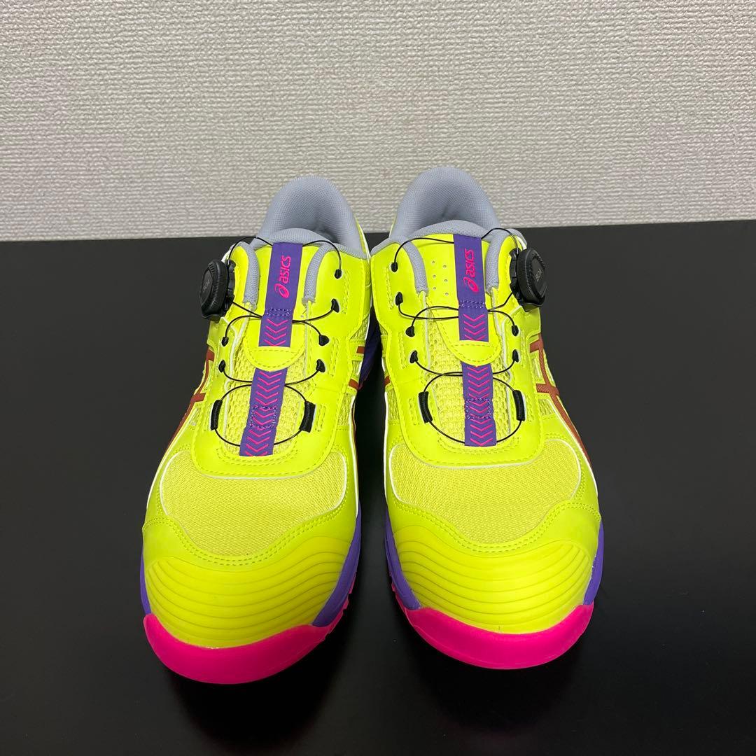 asics 安全靴 蛍光イエロー/紫 ボアシステム - メルカリ