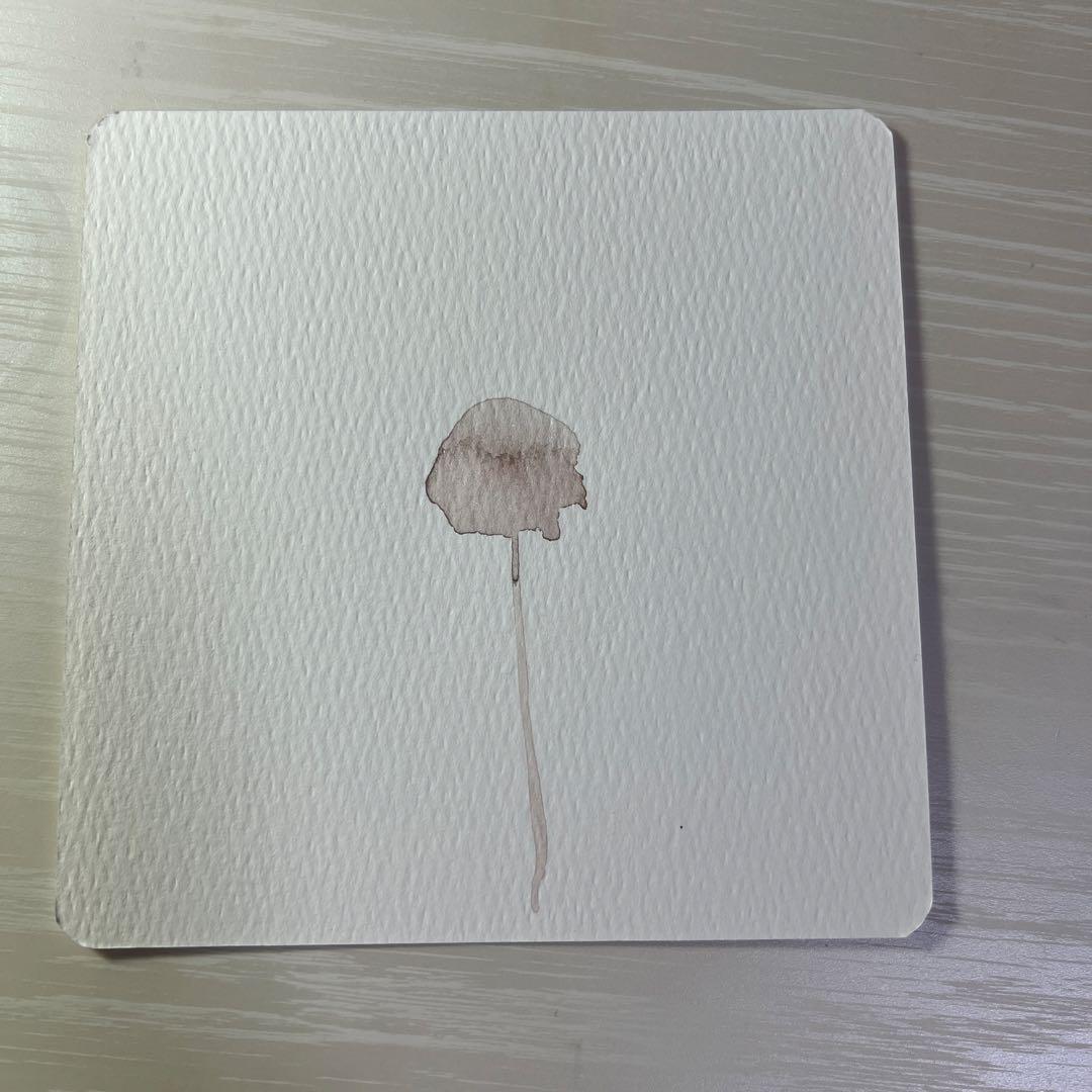 淡い1本きのこの水彩画(原画)