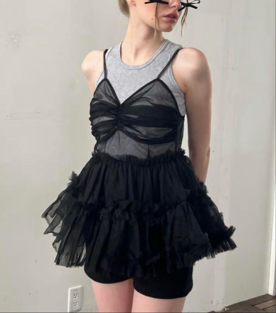 Treat Ürself チュールトップス ブラック