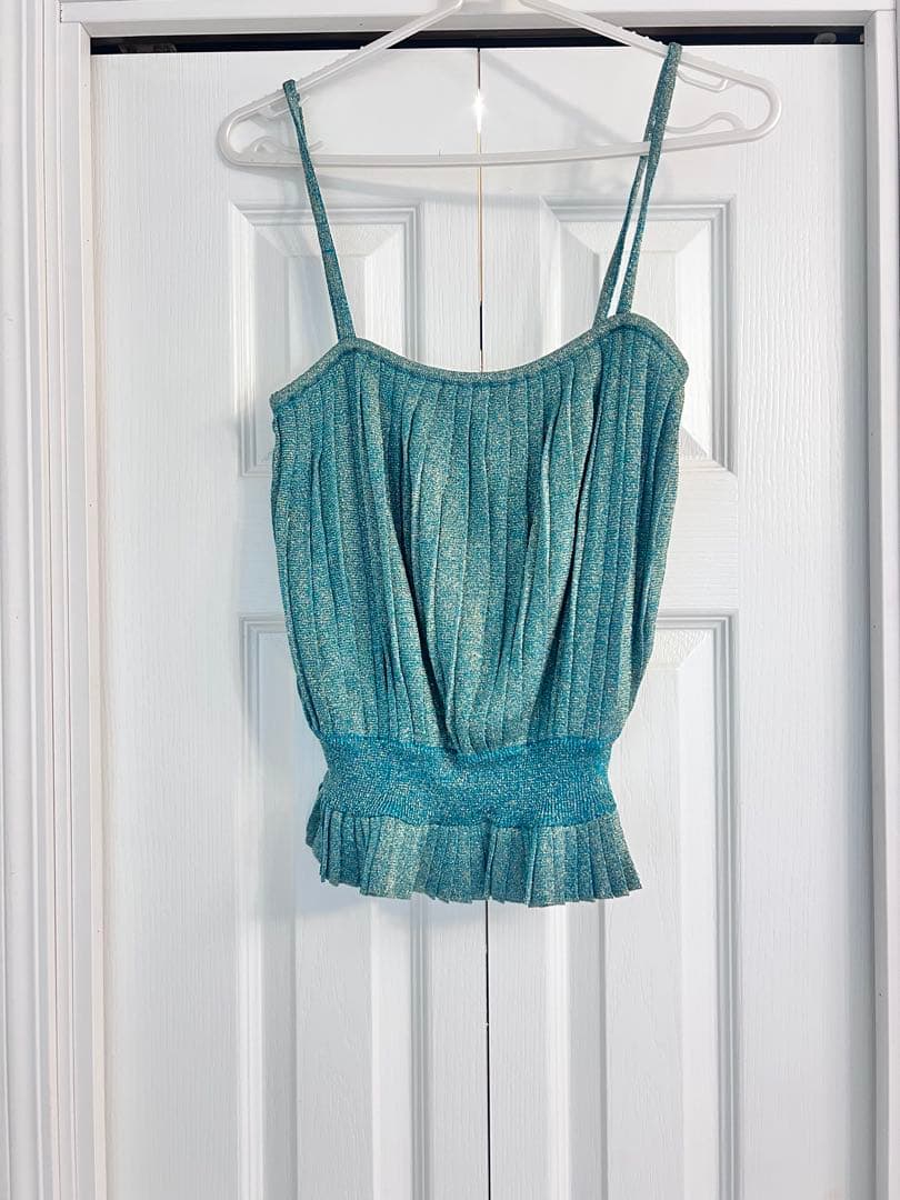 【Dior】 ターコイズ プリーツキャミソール