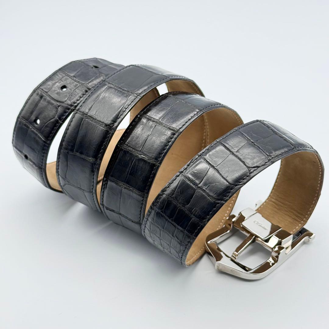 ✨良品✨カルティエ ベルト Cアロンジェ クロコ シルバー金具 メンズ