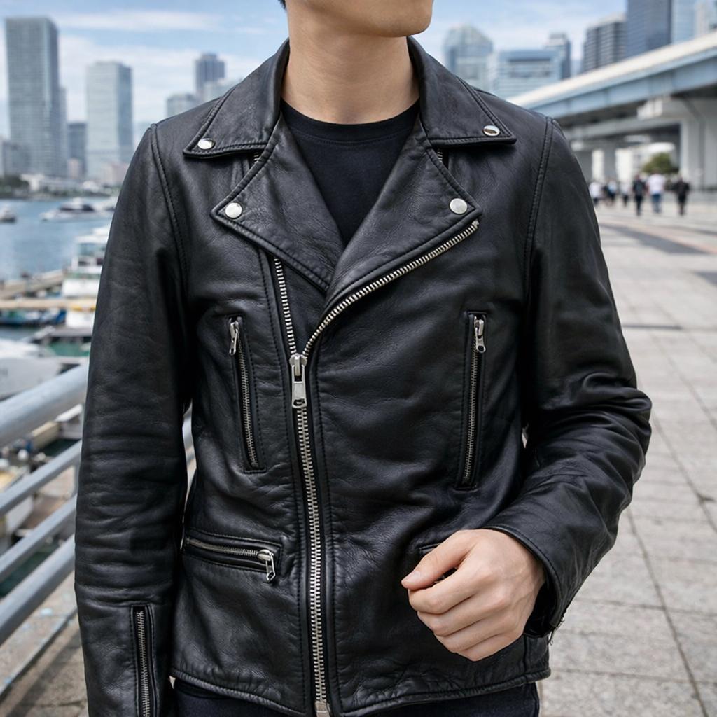 【美品】ロアーズオリジナル ダブル ライダースジャケット 牛革 M ブラック