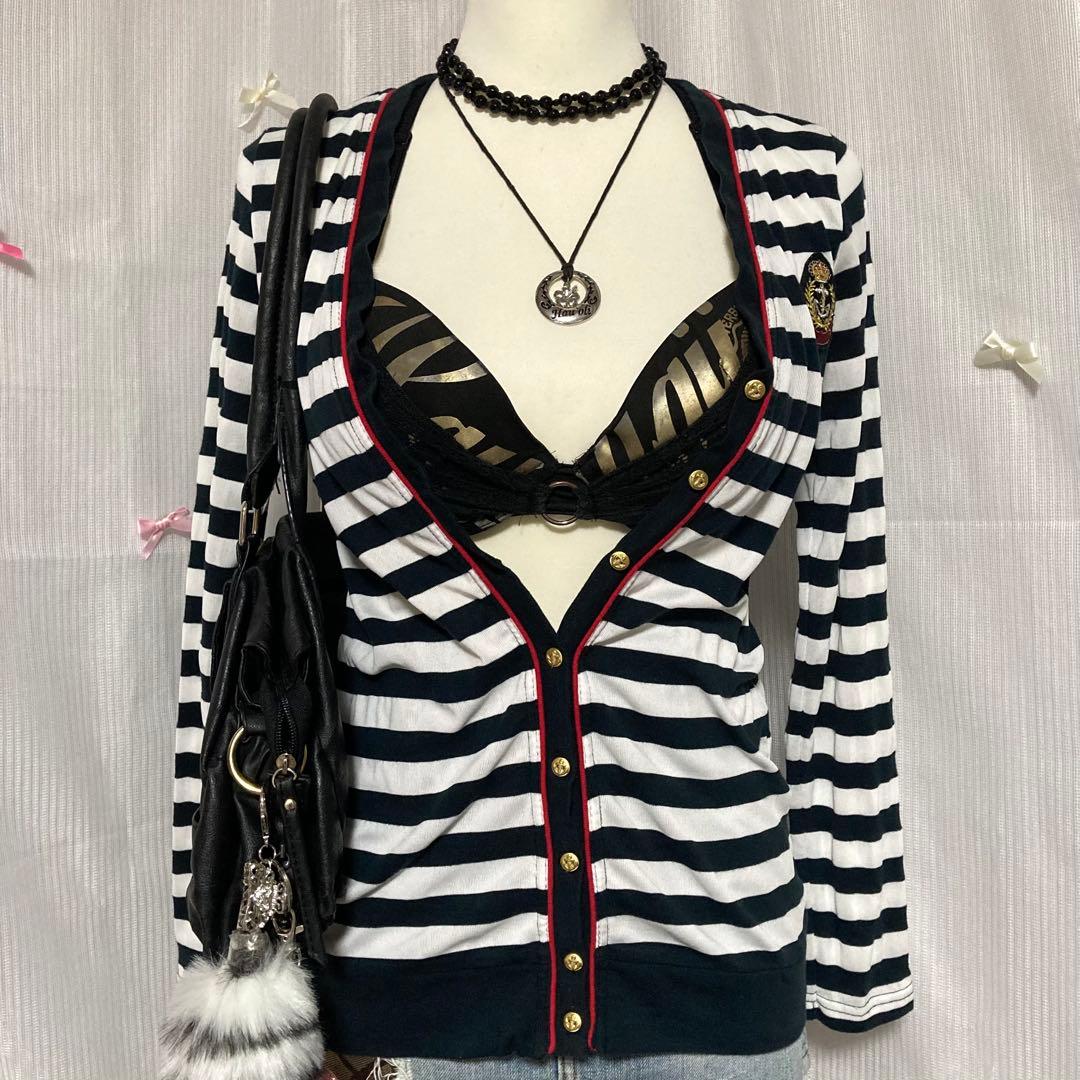 フェアリーグランジ 平成ギャル mcbling y2k マリンボーダーtops